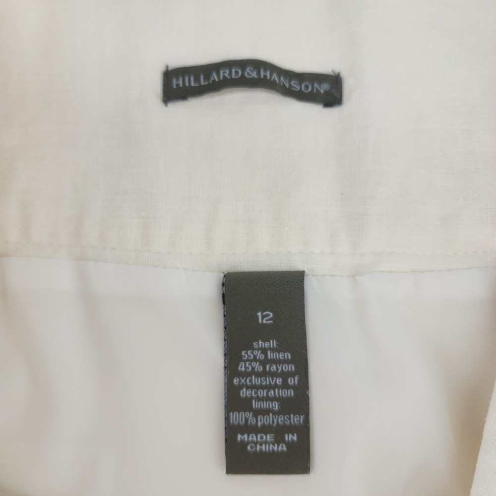 Hillard & Hanson Women Ivory Linen Blend Embroidered Sequin Midi Skirt 12 - Picture 7 of 7